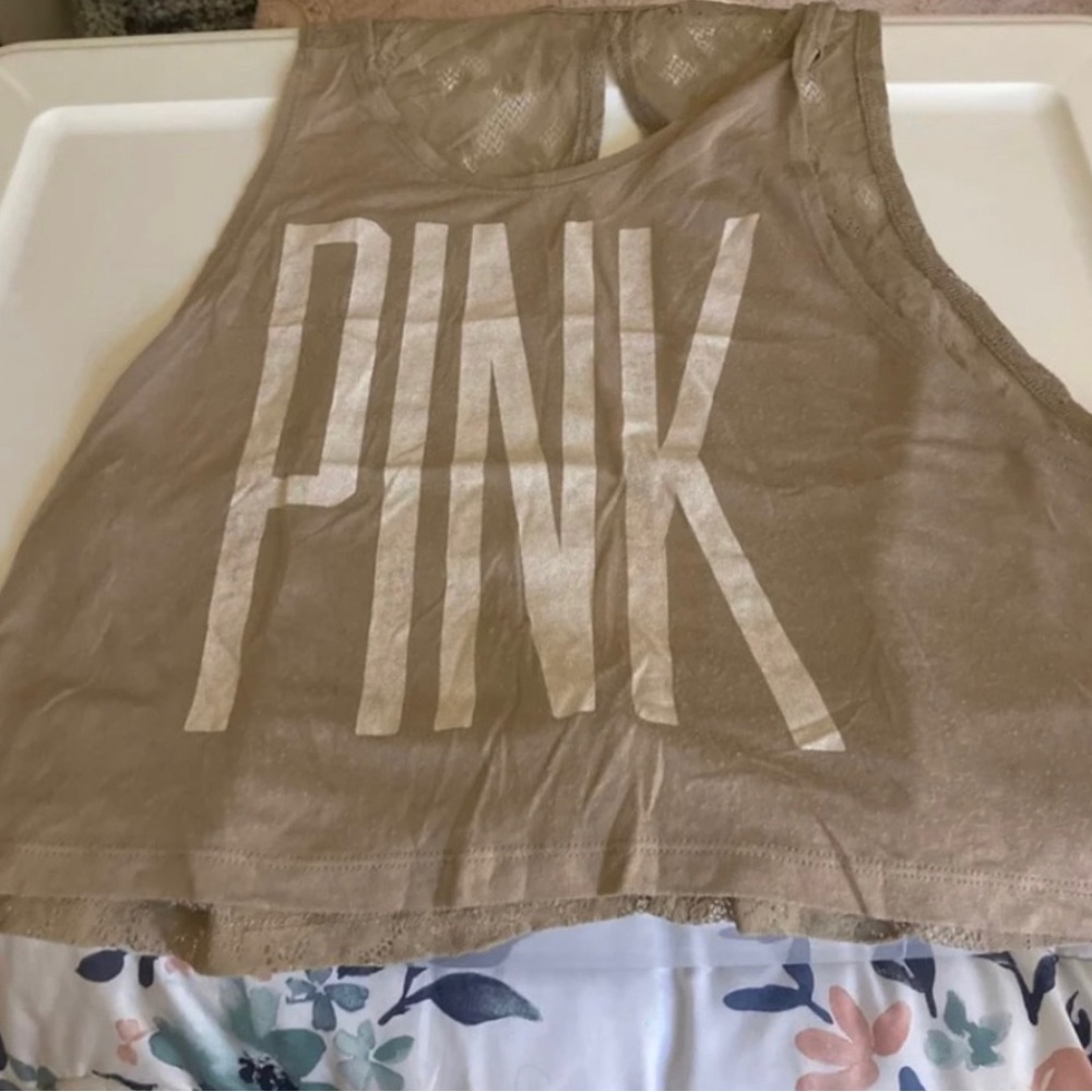 PINK: Open Back Lace Tank Top